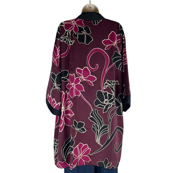 Chico's Travelers Floral Printed Kimono Jacket Deep Chianti Size L/XL - Picture 8 of 11